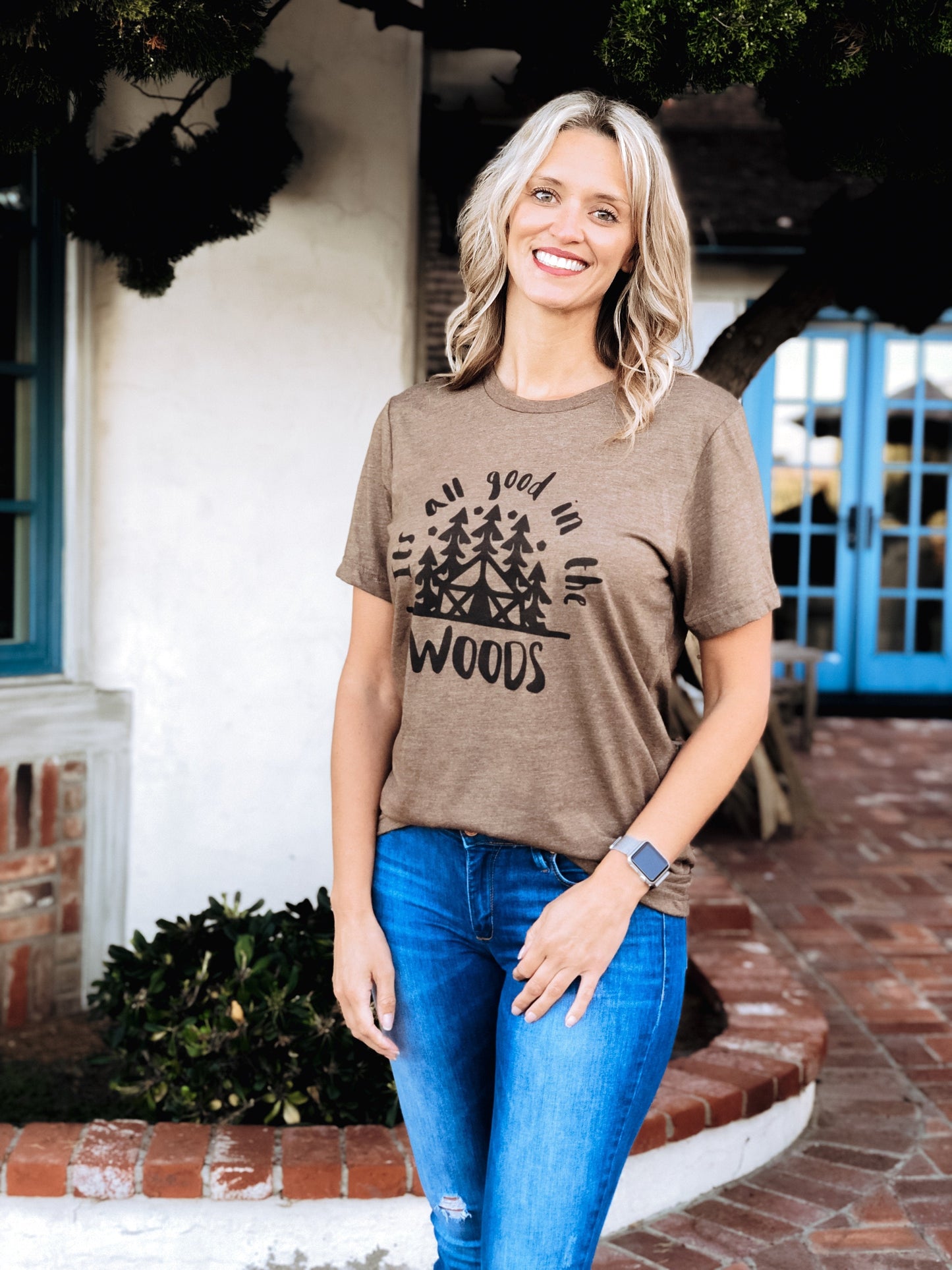 It’s all good in the woods Short sleeve camping tee Bella Canvas 3001 XS Heather brown 