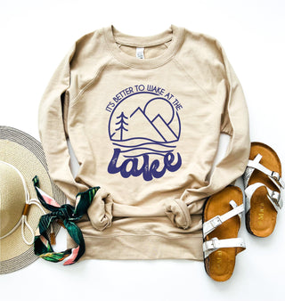 It's better to wake at the lake french terry sweatshirt Lake French Terry raglan Independent Trading French Terry raglan 