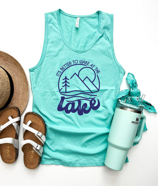 It's better to wake at the lake unisex tank Miscellaneous tank Cotton heritage mc1790- Silver is Bella 3480 