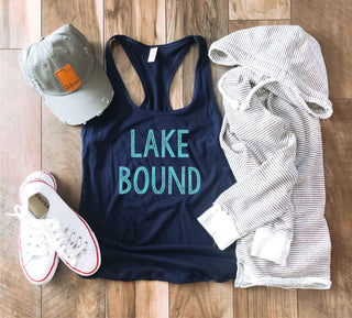 Lake bound racerback tank Lake racerback tank Next level 1533 tank navy 
