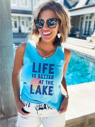 Life is better at the lake unisex tank Miscellaneous tank Cotton heritage mc1790- Silver is Bella 3480 