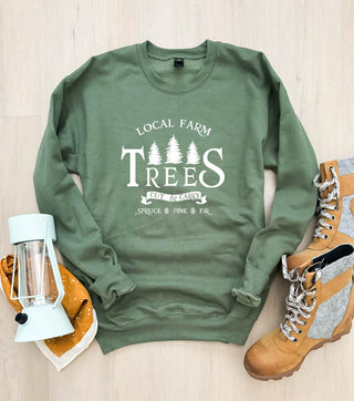 Local farm trees softstyle sweatshirt Holiday French Terry raglan Independent Trading company lightweight sweatshirt 