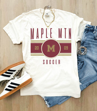 Maple Mountain Soccer logo comfort colors tee