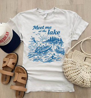 Meet me at the lake vintage wash tee vacay, lake Lane Seven Vintage brown 