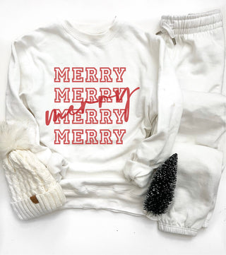 Merry fleece sweatshirt Holiday sweatshirt Lane seven unisex sweatshirt White XS 