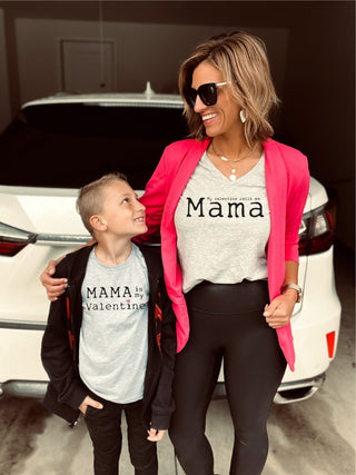 My valentine calls me mama v-neck tee Short sleeve valentines day tee Next Level 6240 and Bella 3005 