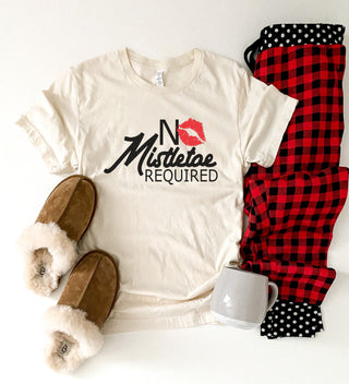 No mistletoe required tee Short sleeve holiday tee Bella Canvas 3001 