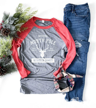 North Pole baseball tee Long sleeve holiday tee Bella canvas 3200 baseball tee 