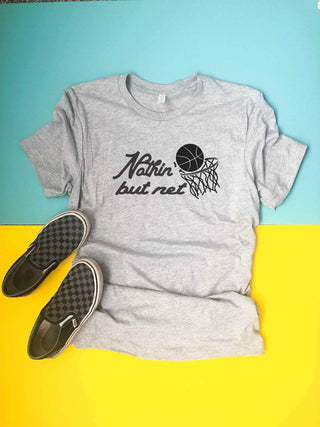 Nothin' but net- kids tee Short sleeve basketball tee Next Level 3310 kids tee heather grey 