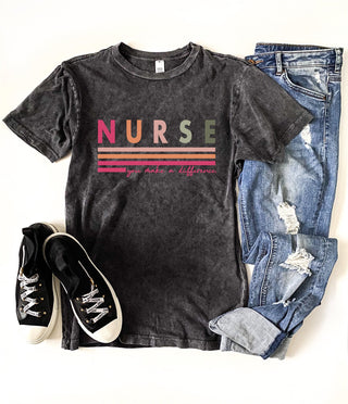 Nurse you make a difference vintage wash tee Inspirational tee Lane seven vintage black tee 