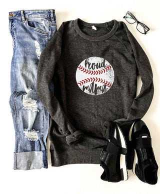 Proud mama baseball French Terry raglan sweatshirt Baseball french Terry raglan Lane seven French Terry raglan 