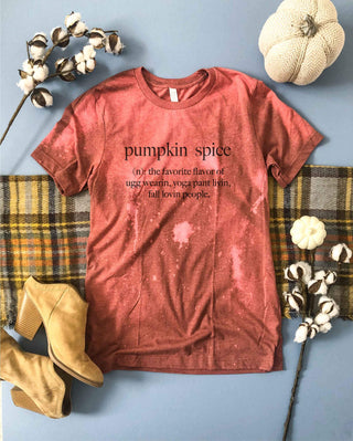 Pumpkin spice definiton bleached tee Fall bleached tee Bella canvas 3001 heather clay bleached 