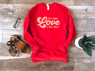 Put a little love in your heart sweatshirt Valentines sweatshirt Lane seven unisex sweatshirt S Red 