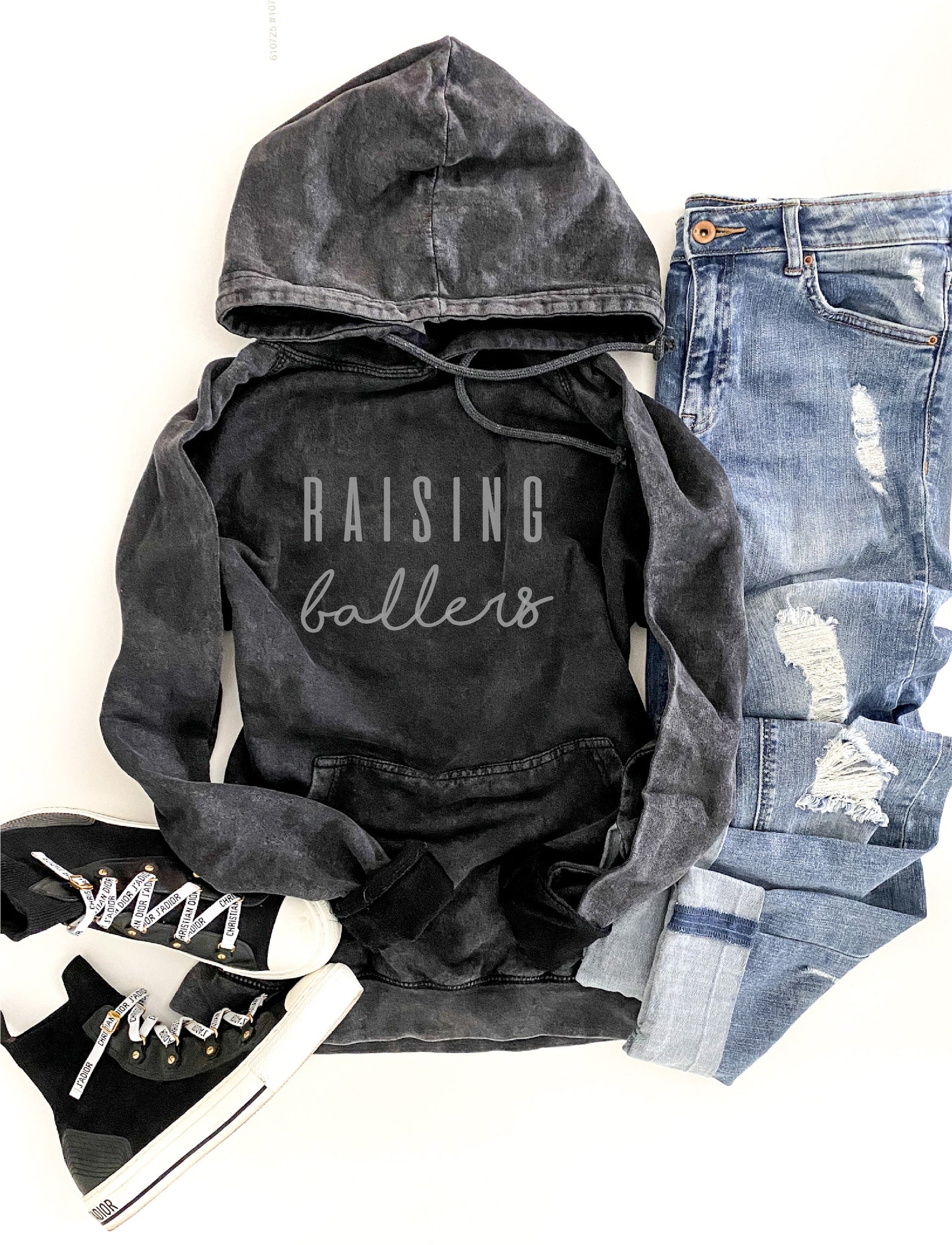 Raising ballers vintage wash hoodie Basketball hoodie Lane Seven vintage hoodie 