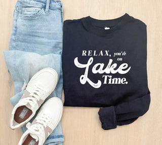 Relax you're on lake time sweatshirt vacy, lake Lane Seven 