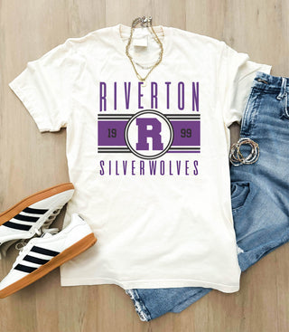 Riverton Silverwolves R logo heavyweight tee