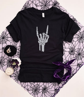 Skeleton rock tee Short Sleeve halloween tee Bella canvas 3001 
