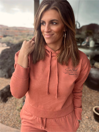 Salted Threads Co. logo women's waist-length fleece hoodie