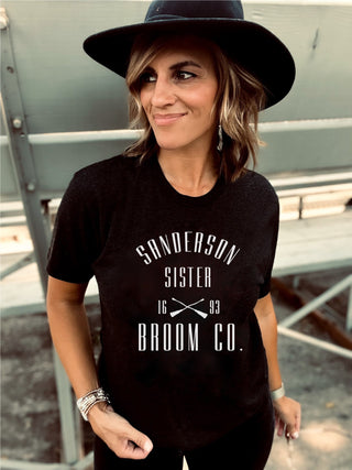Sanderson sister broom co tee Short Sleeve halloween tee Bella Canvas 3001 deep heather 