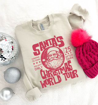 Santa's world tour basic sweatshirt Holiday sweatshirt Gildan 18000 sweatshirt 