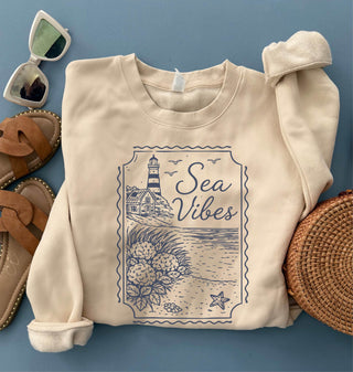 Sea Vibes fleece sweatshirt vacay, beachy Lane Seven 