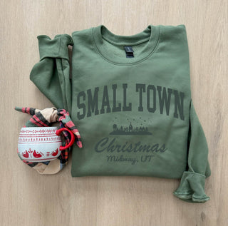 Small town Christmas softstyle sweatshirt- customizable! Holiday sweatshirt Gildan softstyle(sf000) 