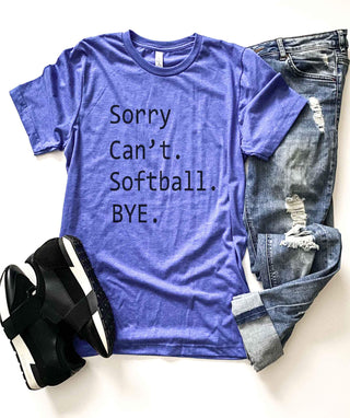 Sorry can't softball tee Baseball french Terry raglan Lane seven French Terry raglan 