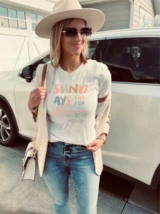 Sunday brunch and Jesus tee Short sleeve miscellaneous tee Bella Canvas 3001 Natural 