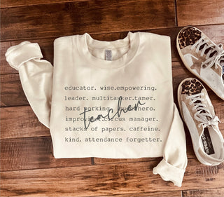 Teacher words basic sweatshirt Teacher collection Gildan 18000 sweatshirt 