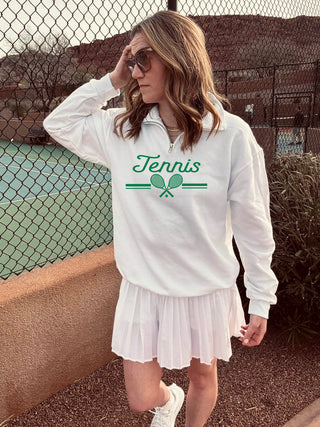Tennis stripes quarter zip sweatshirt country club Gildan 18000 sweatshirt 