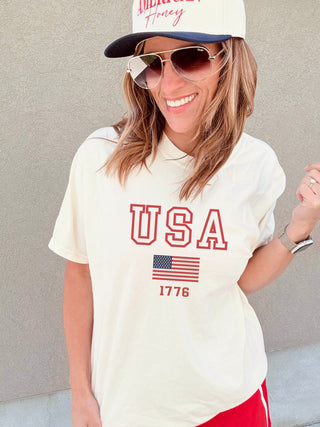 USA flag 1776 tee Short sleeve patriotic tee Lane seven 