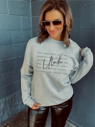 Utah words fleece sweatshirt