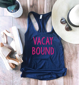 Vacay bound racerback tank Summer racerback tank Next level 1533 tank navy 