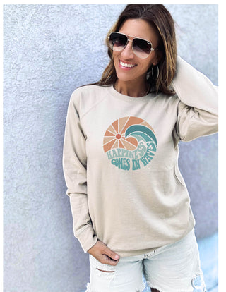 Happiness comes in waves french terry sweatshirt