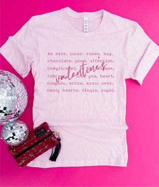 Valentine's words tee Short sleeve valentines day tee Bella Canvas 3001 