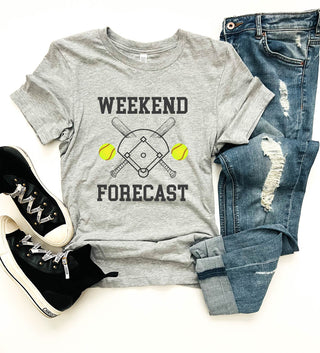 Weekend Forecast softball tee softball Bella Canvas 3001 athletic heather 