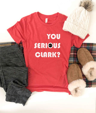 You serious clark tee Short sleeve holiday tee Bella Canvas 3001 XS Red 