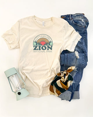 Zion let's explore tee National park tee Bella Canvas 3001 